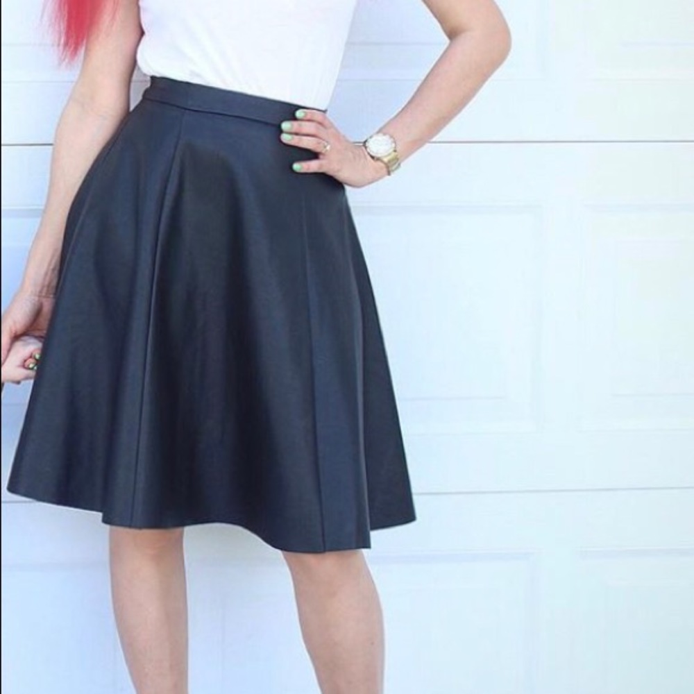 LEATHER MIDI SKIRT